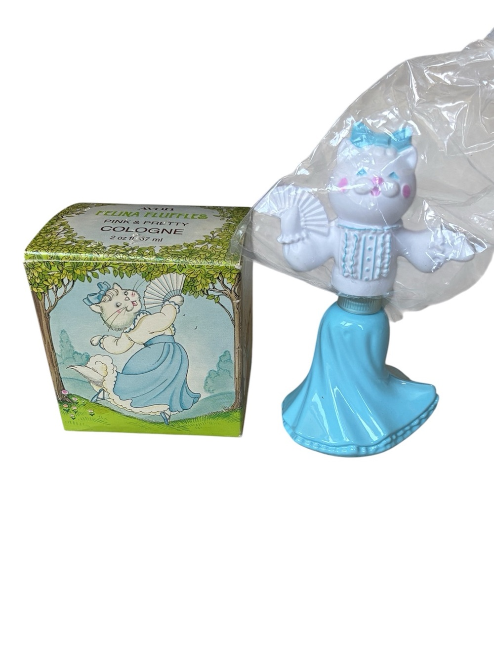 Avon NIB Felina Fluffles Pink & Pretty Cologne Cat Figurine NEW 2oz